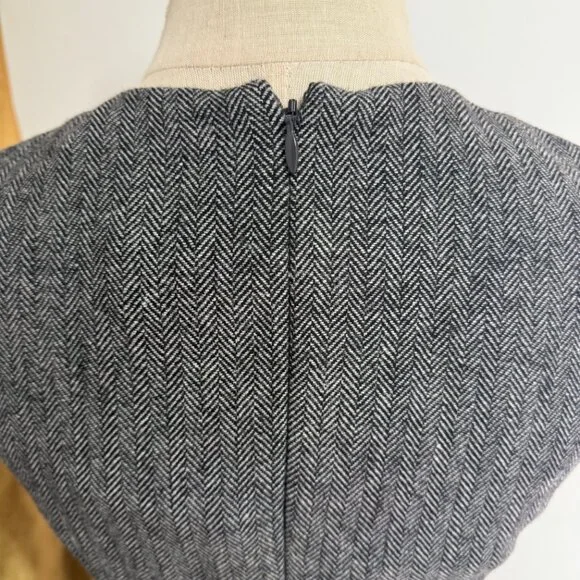 Self-Portrait Grey Herringbone Flared Mini Dress - Picture 5 of 11
